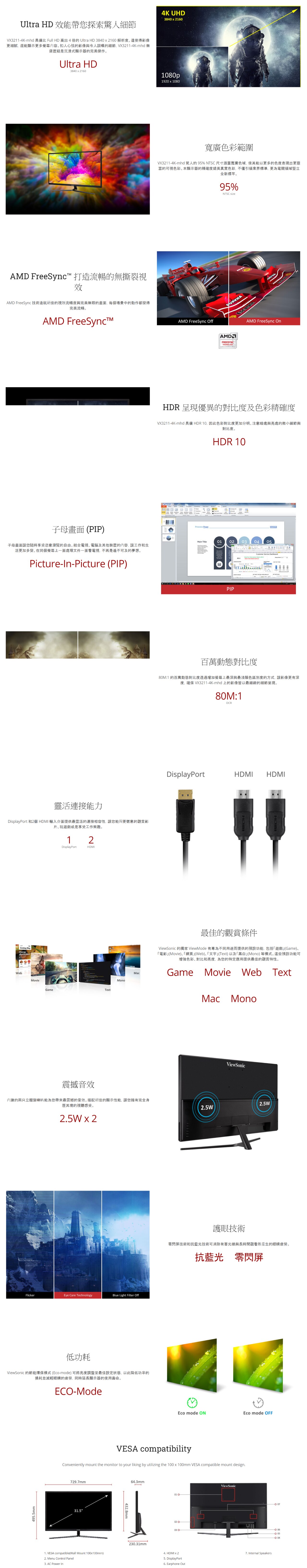 ViewSonic VX3211-4K-mhd 顯示屏